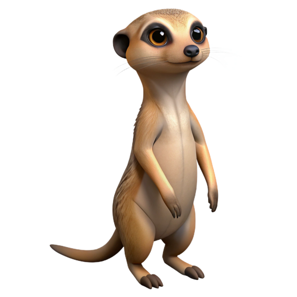 ethereal sumptuous A curious meerkat standing on its hind legs, alert and observant, desert landscape background blurred, nature photography style luxury png