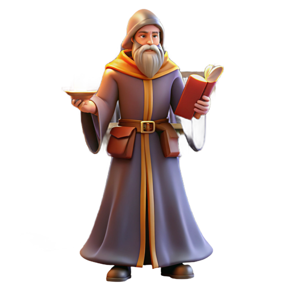 fascinating standout A powerful wizard casting a spell in a grand library, warm candlelight, detailed and magical style png