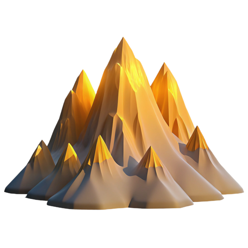 breathtaking geometric A majestic mountain range at sunrise, golden light, majestic style, panoramic view, artisan png