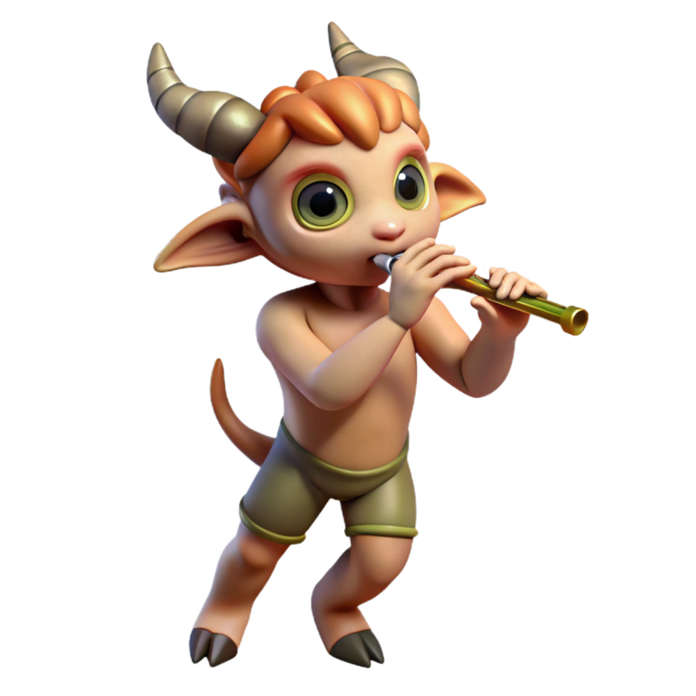 memorable bohemian A mischievous satyr playing a flute in a sun drenched forest glade, Impressionist painting style elite png