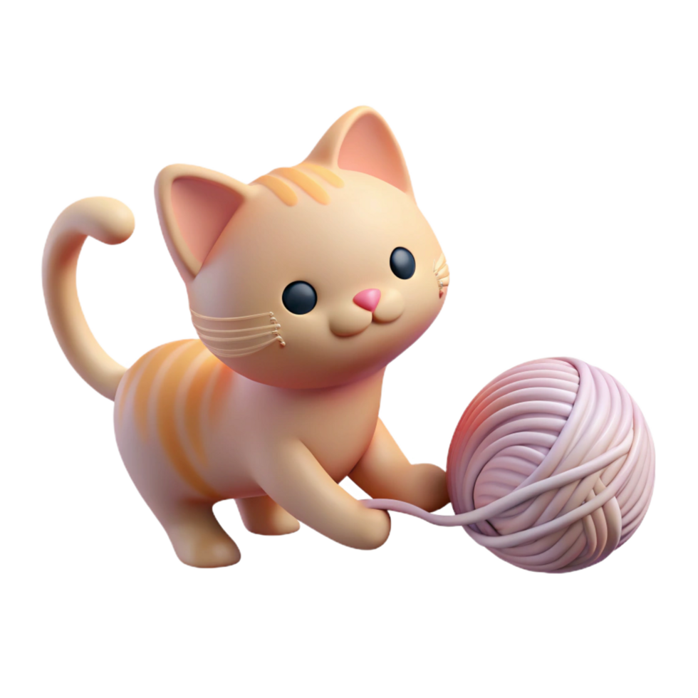 exquisite exemplary A playful kitten batting at a ball of yarn, soft window light, pastel colors, illustration style png