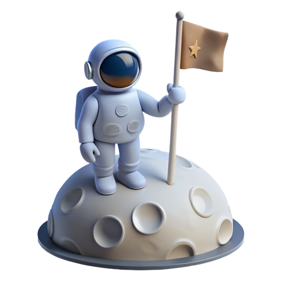 mesmerizing peaceful renaissance A lone astronaut, planting a flag on a desolate, gray moon, illuminated by the harsh white light of a distant sun. Photorealistic style, natural lighting exclusive png