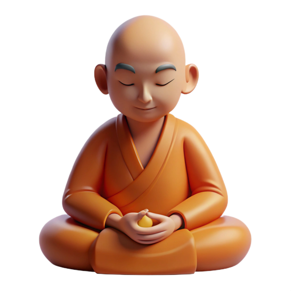mesmerizing mysterious impressionist Portrait of a serene monk meditating, illuminated by soft, diffused light, in a minimalist style sharp png