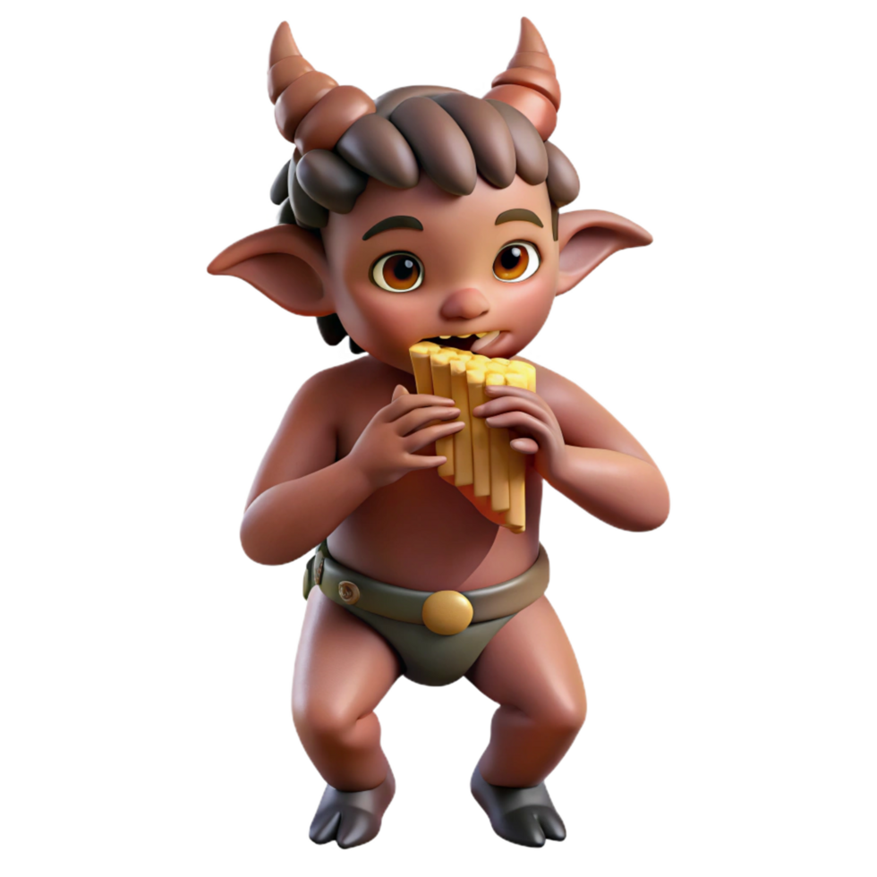 breathtaking sought after A mischievous satyr playing a pan flute in a sun drenched forest, dappled sunlight, rococo style png