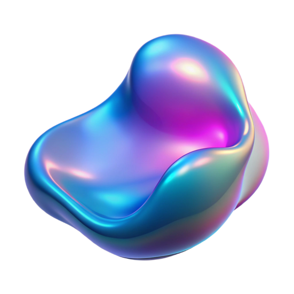 fascinating gothic A fluid, morphing blob of iridescent liquid in shades of blue and pink, illuminated by a shifting, holographic light, surrealist style precision png