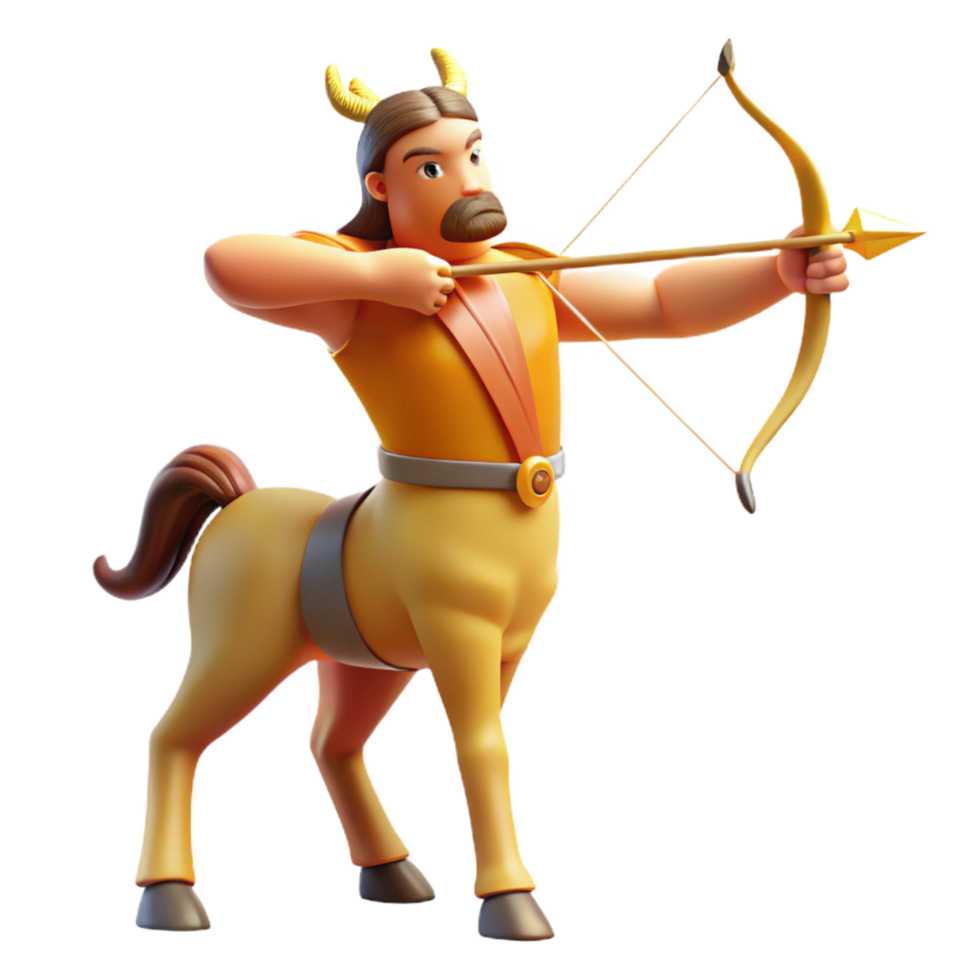 splendid tranquil renaissance A wise centaur teaching archery, forest setting, golden hour lighting, classical style premium png