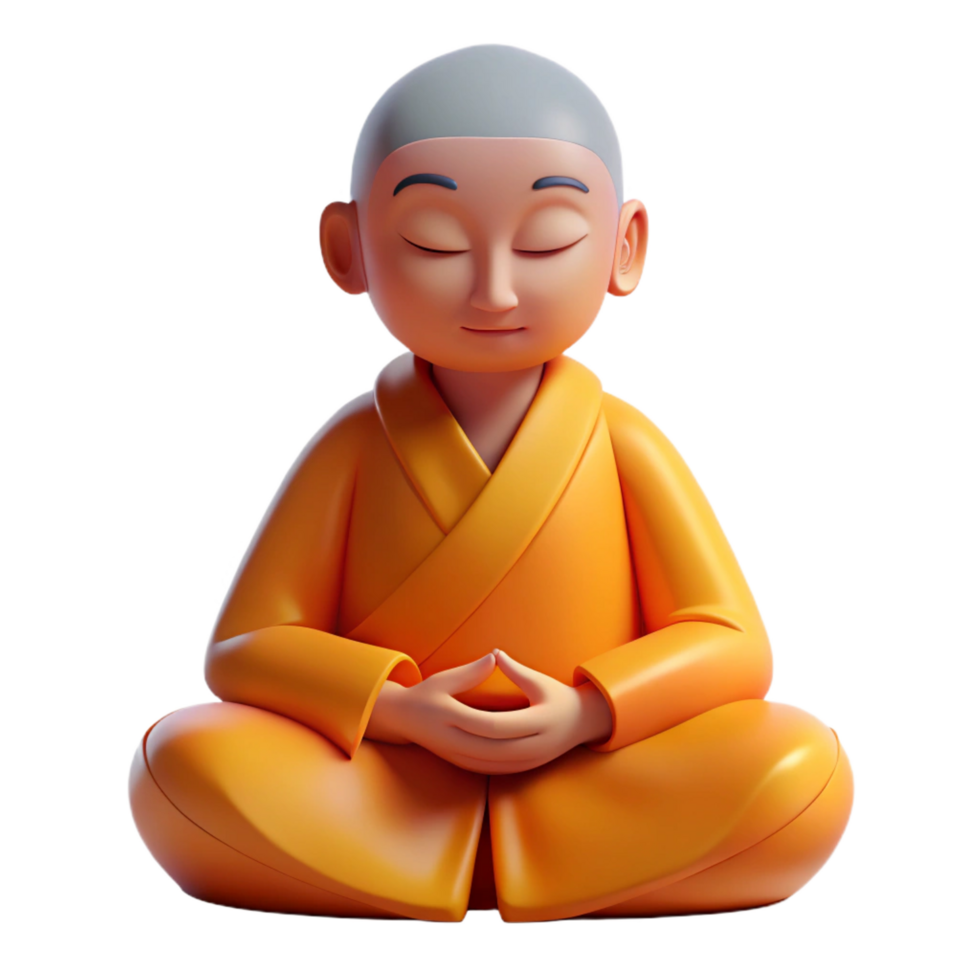 mysterious impressive Portrait of a serene monk meditating, soft morning light, minimalist style professional png