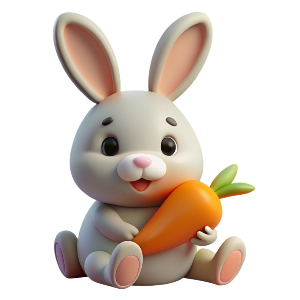 joyful elegant A cute bunny rabbit nibbling on a carrot, soft lighting, pastel colors impeccable png