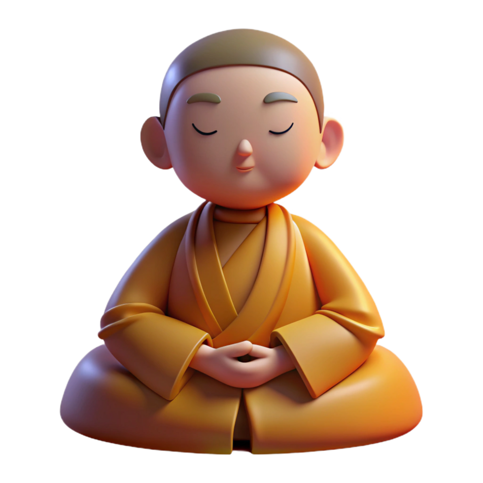 dynamic hypnotic Portrait of a serene monk meditating, illuminated by soft, diffused light, in a minimalist style crisp png