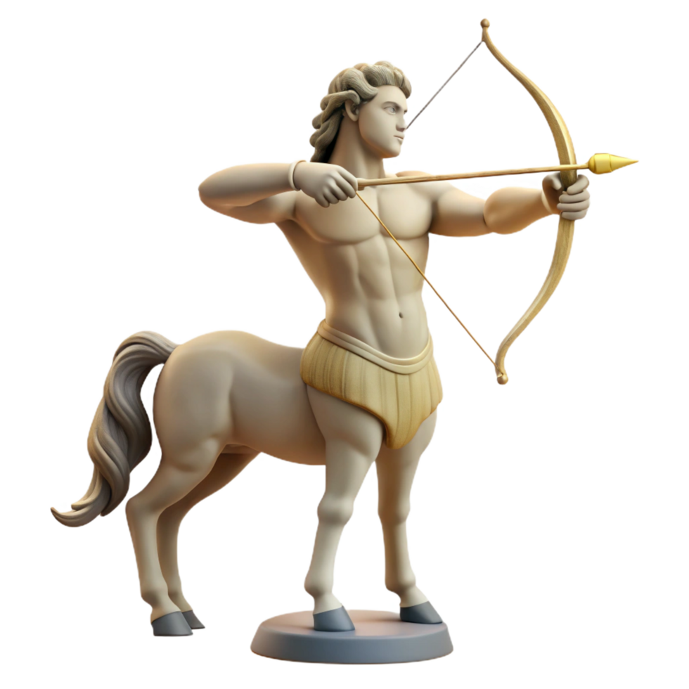 gorgeous victorian A wise Centaur teaching archery in a sunlit forest clearing, classical Greek sculpture style top tier png