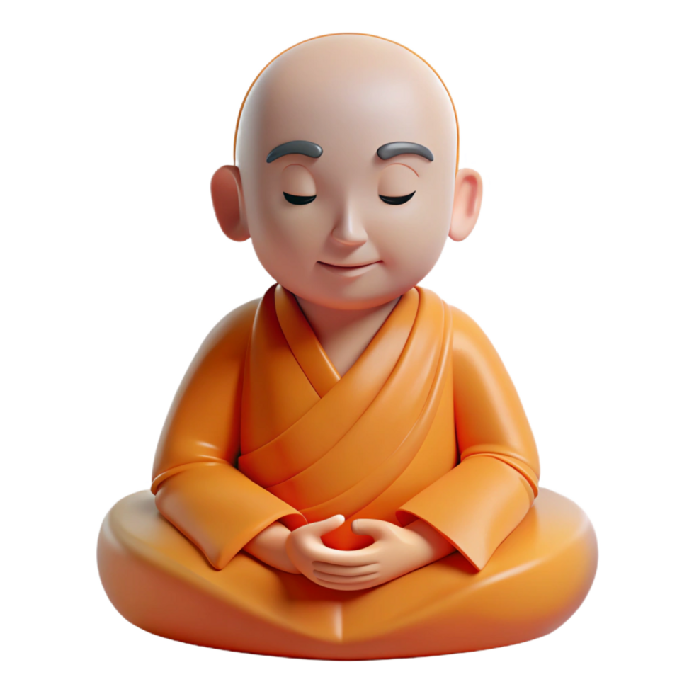 captivating peaceful artistic Portrait of a serene monk in meditation, soft, even lighting, Buddhist art style crisp png