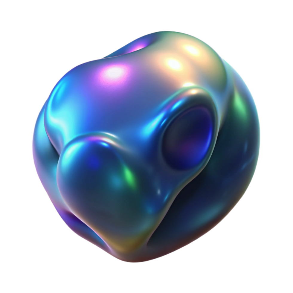 alluring passionate avant garde A translucent, amorphous blob with iridescent, oil slick like textures, lit from within with a pulsating, bioluminescent glow original png