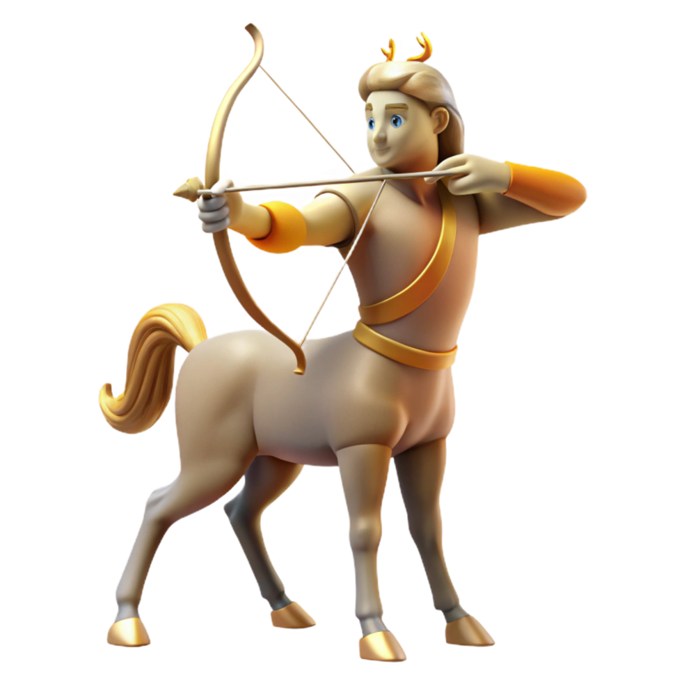 mesmerizing remarkable A wise centaur teaching archery, forest setting, golden hour lighting, classical style png