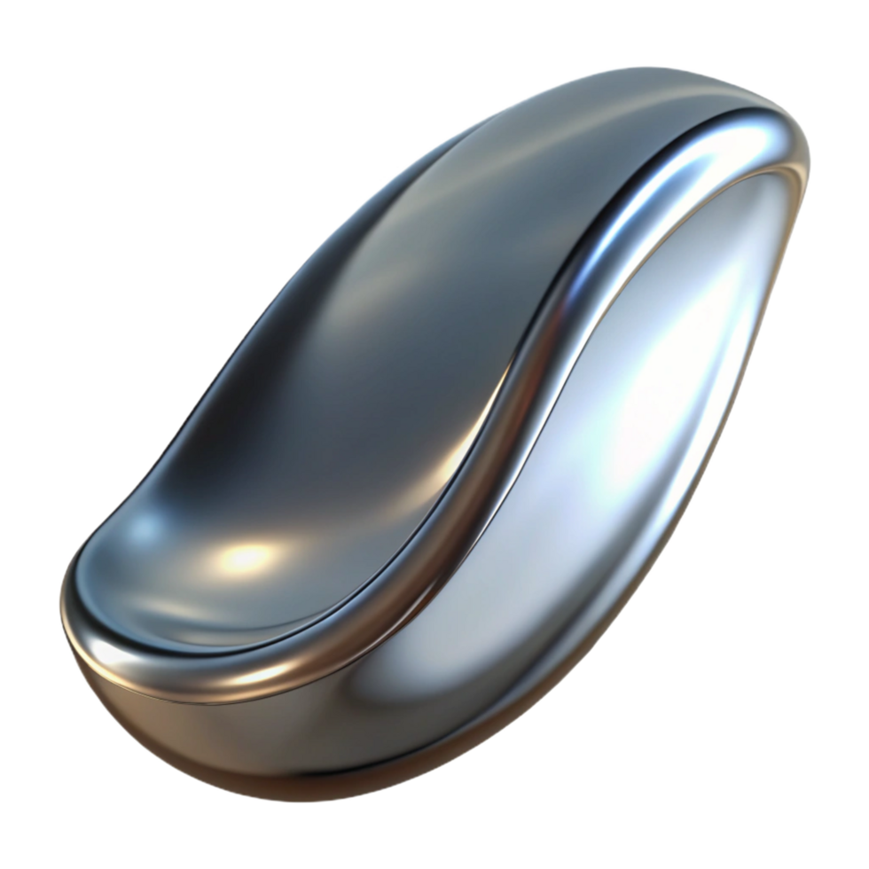 sumptuous baroque A single, elegant curve, made of polished chrome, reflecting a distorted environment, with realistic lighting, in a minimalist style professional png