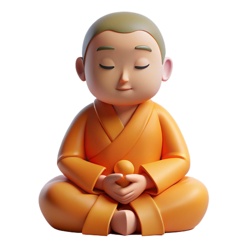 reflective breathtaking Portrait of a serene monk meditating, soft morning light, minimalist style genuine png