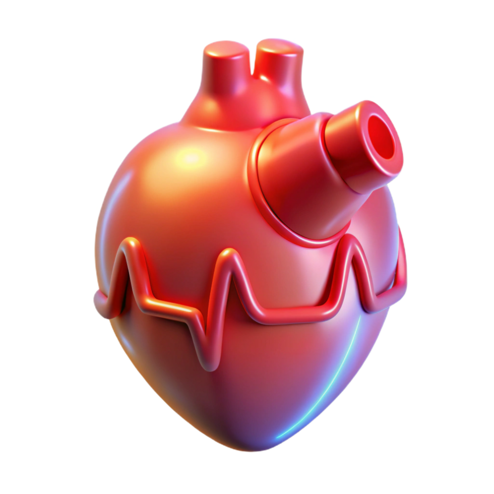 radiant distinguished A holographic projection of a human heart, pulsing rhythmically, soft red lighting, medical style png
