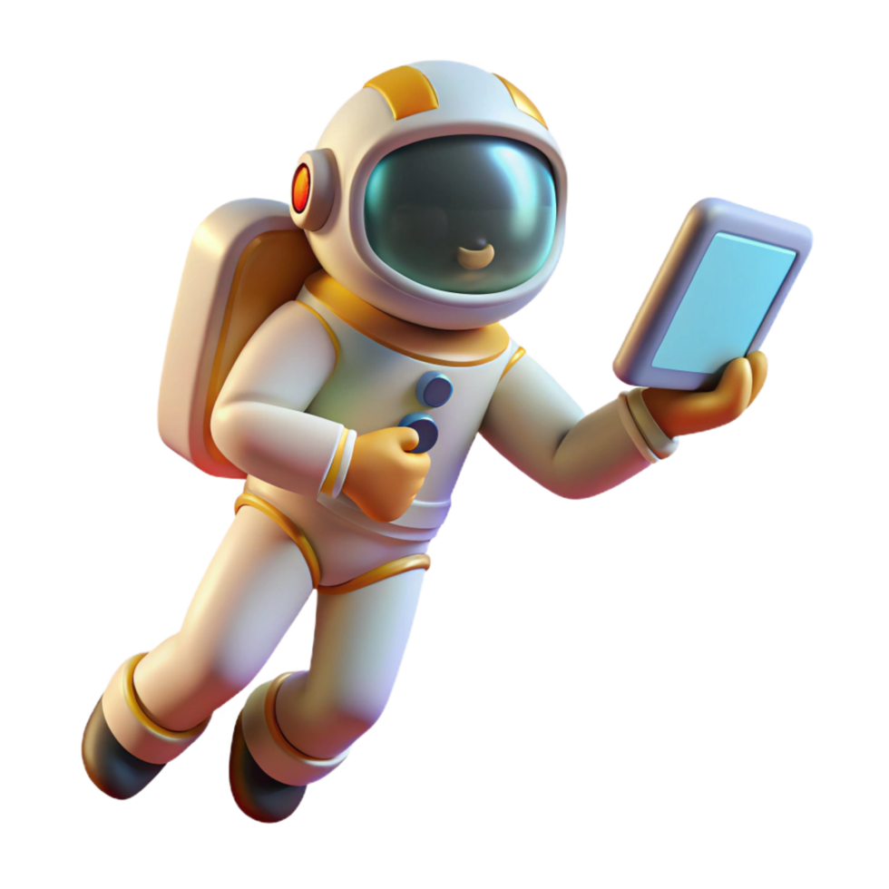 sought after avant garde A lone astronaut floating in space, holding a glowing tablet, starry backdrop, realistic space art style perfect clarity png