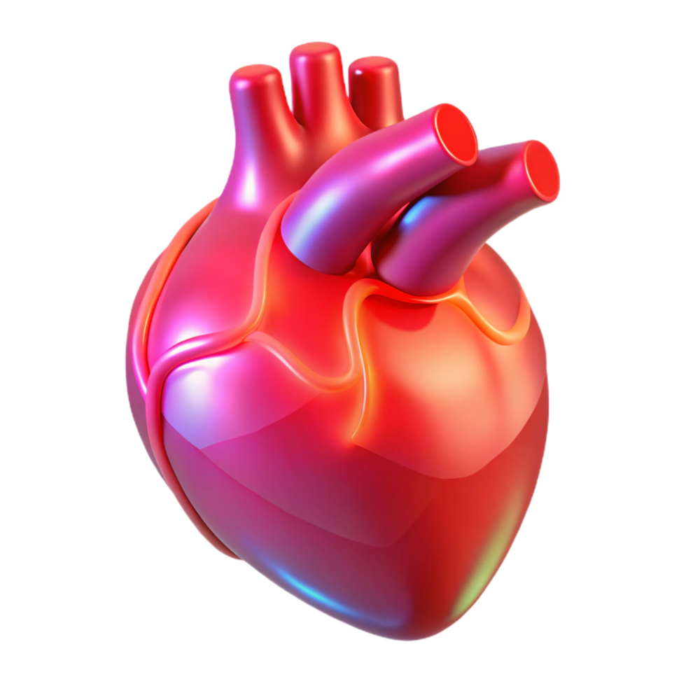 tranquil dazzling A holographic projection of a human heart, pulsing rhythmically, soft red lighting, medical style precision png