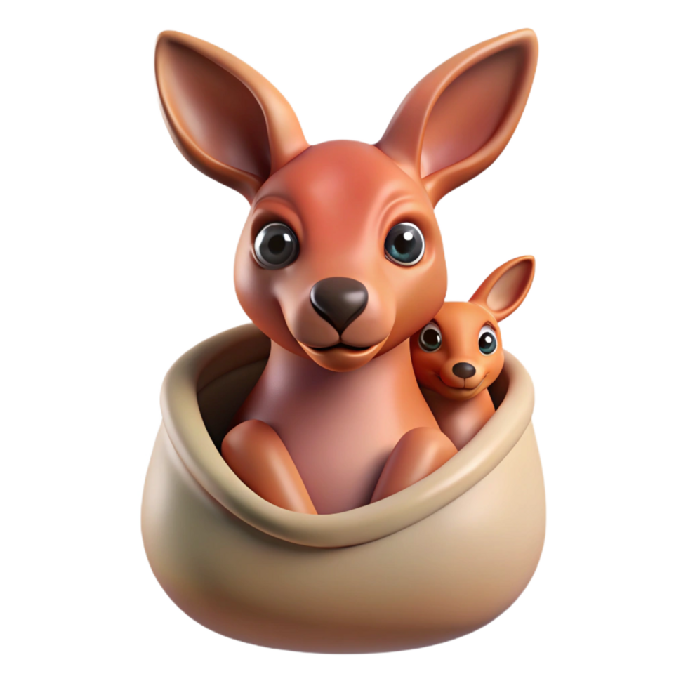 immaculate quintessential A curious kangaroo with its joey peeking out of the pouch, Australian outback setting, realistic rendering png