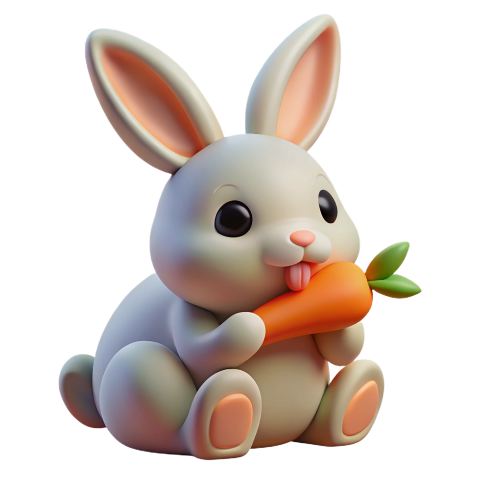 tranquil elegant A cute bunny rabbit nibbling on a carrot, soft lighting, pastel colors top tier png
