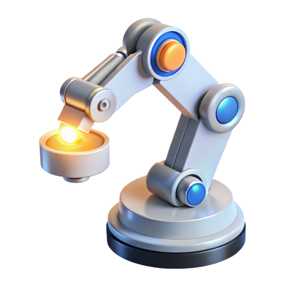 exceptional renaissance A robotic arm assembling a microchip, illuminated by a bright, white light, industrial style perfect clarity png