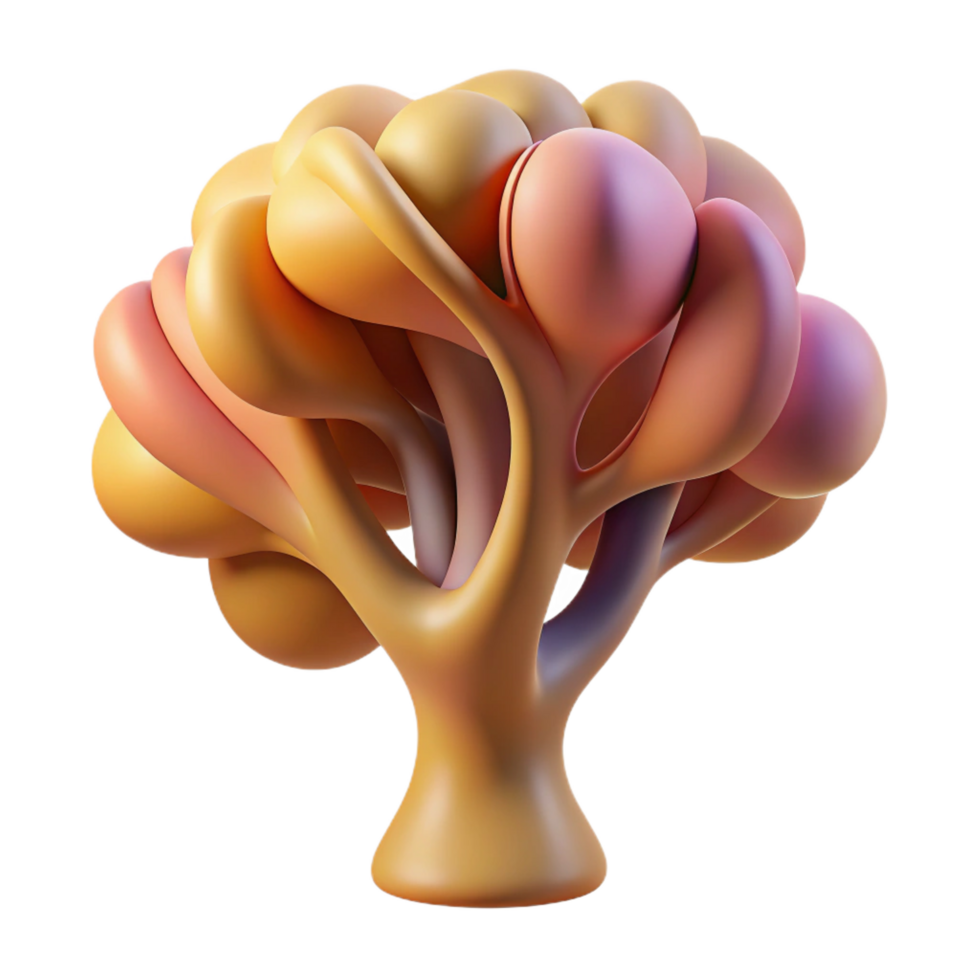 alluring inspired An abstract interpretation of a tree, using flowing lines and earthy colors, softly lit png