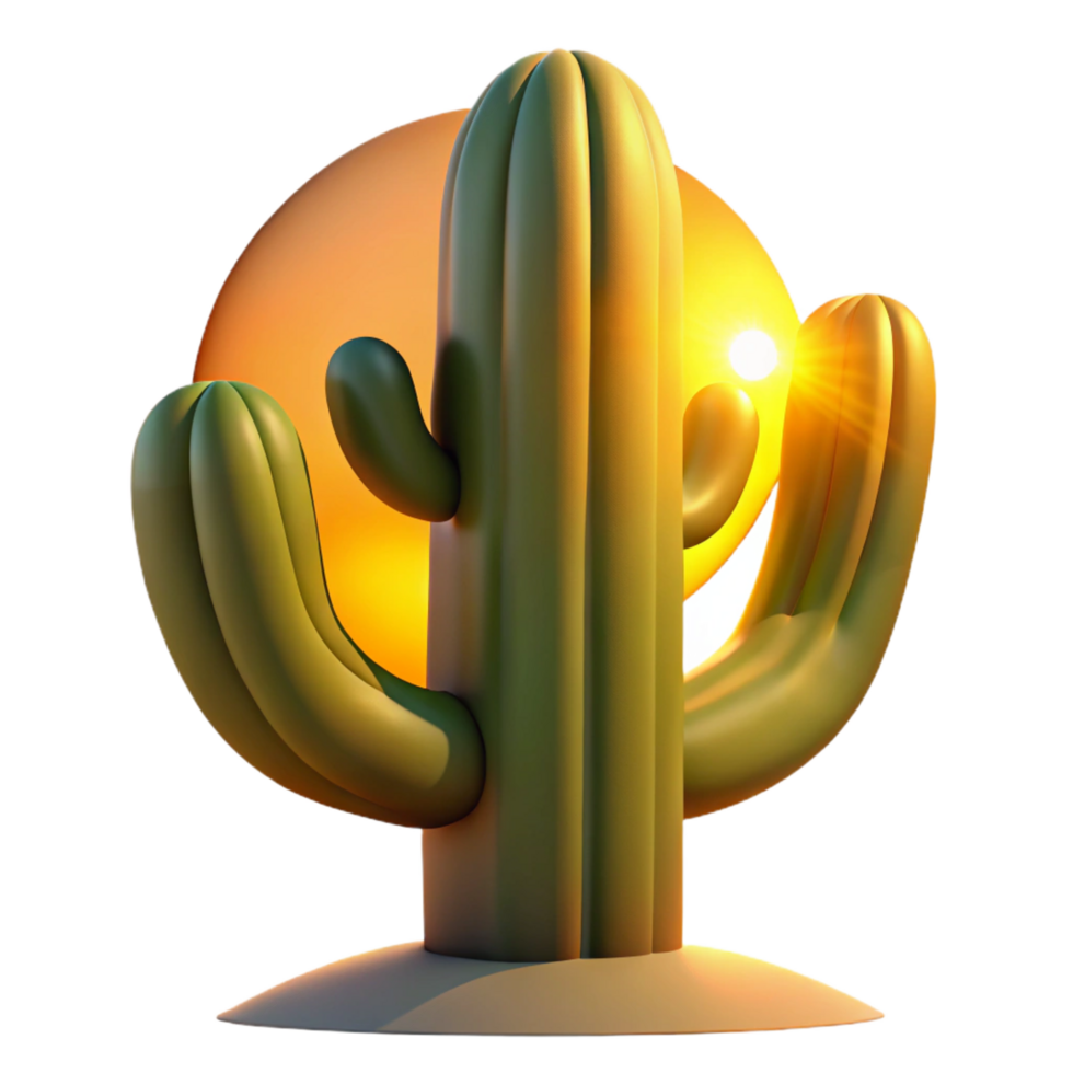 signature tropical A desert cactus at sunset, warm, golden light, dramatic shadows, realistic style, perfect clarity png