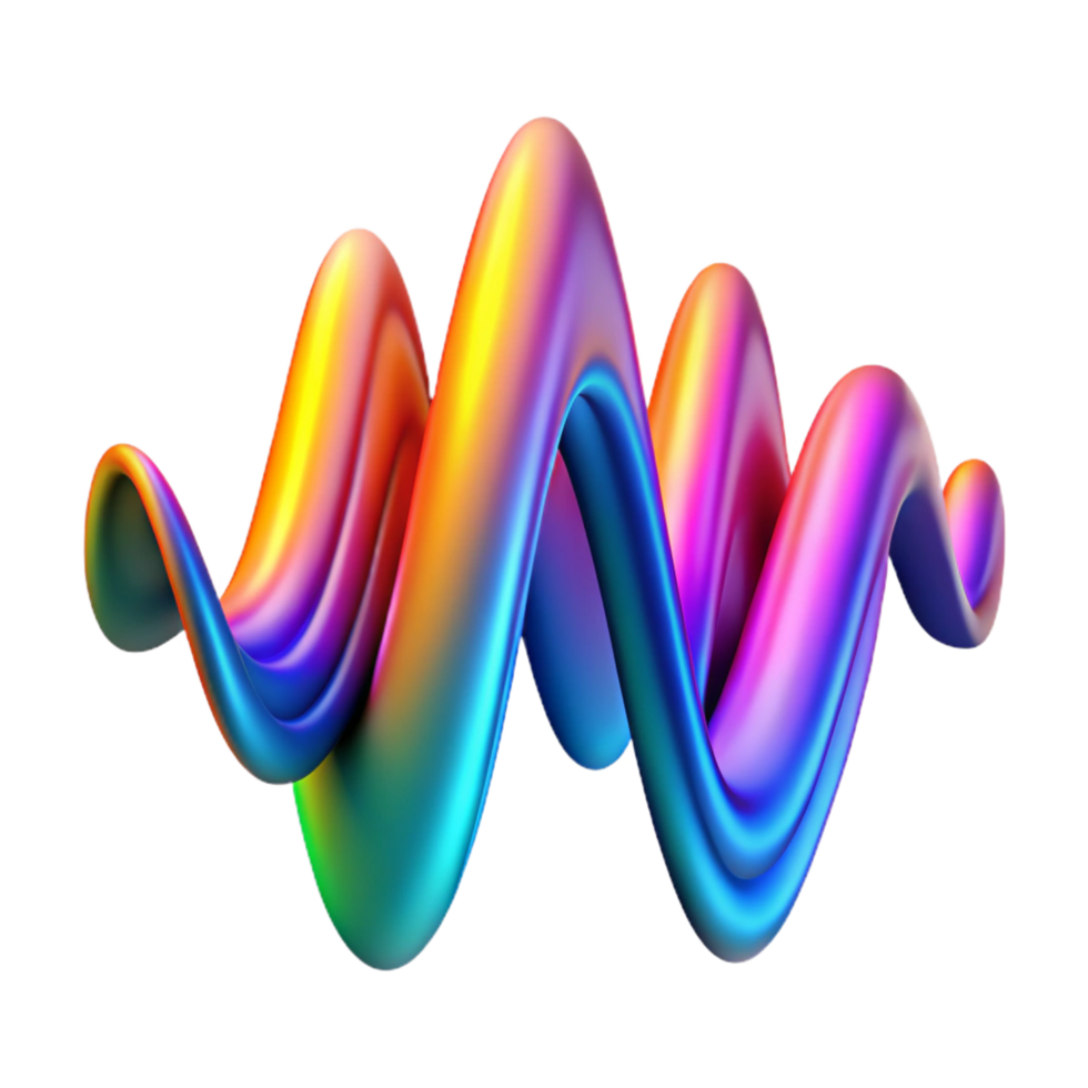 ethereal beautiful An abstract representation of sound waves in vibrant, gradient colors, illuminated by a pulsating, rhythmic light. Psychedelic style flawless png