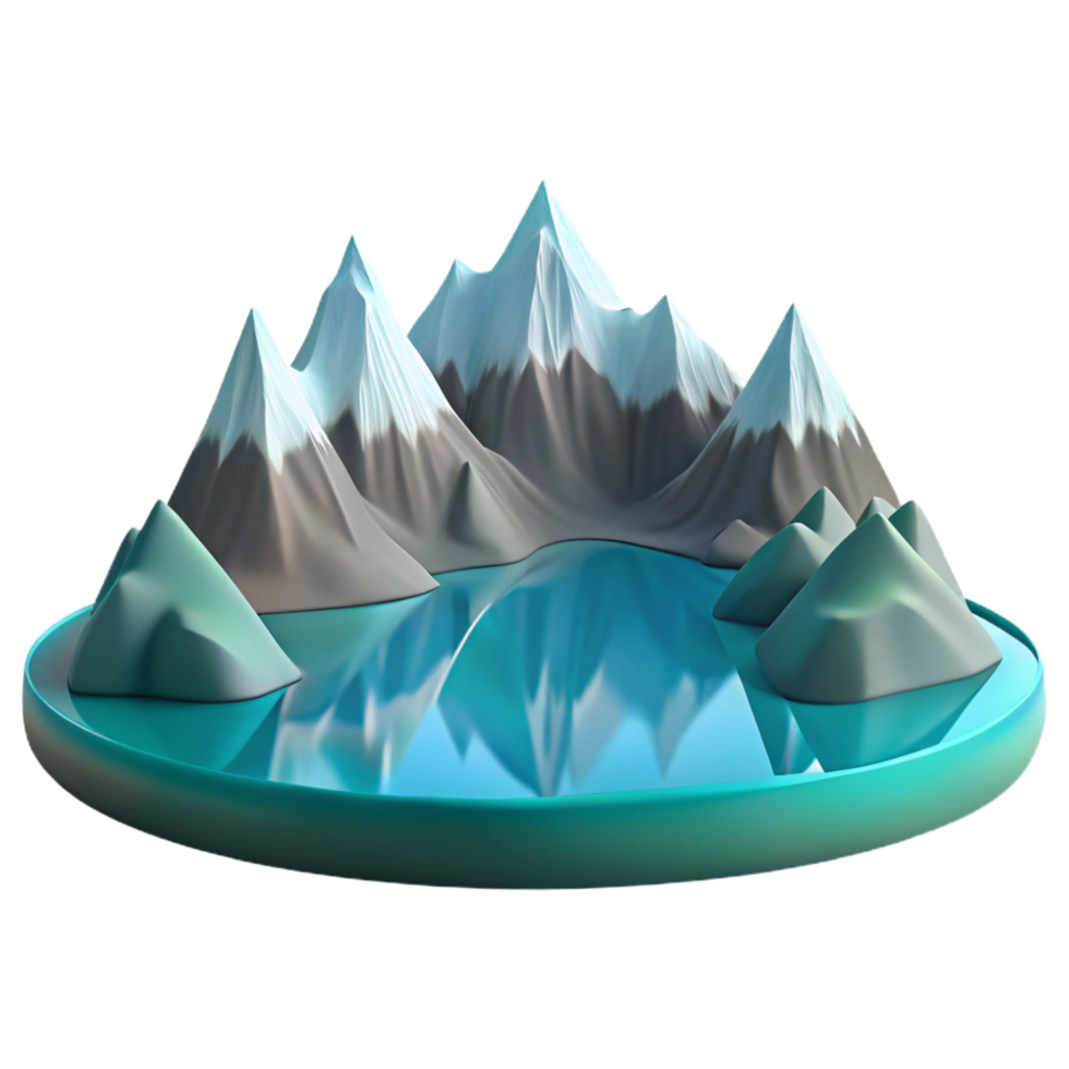 sumptuous energetic renaissance A clear mountain lake reflecting the surrounding peaks, serene and peaceful, soft, diffused light, artisan png
