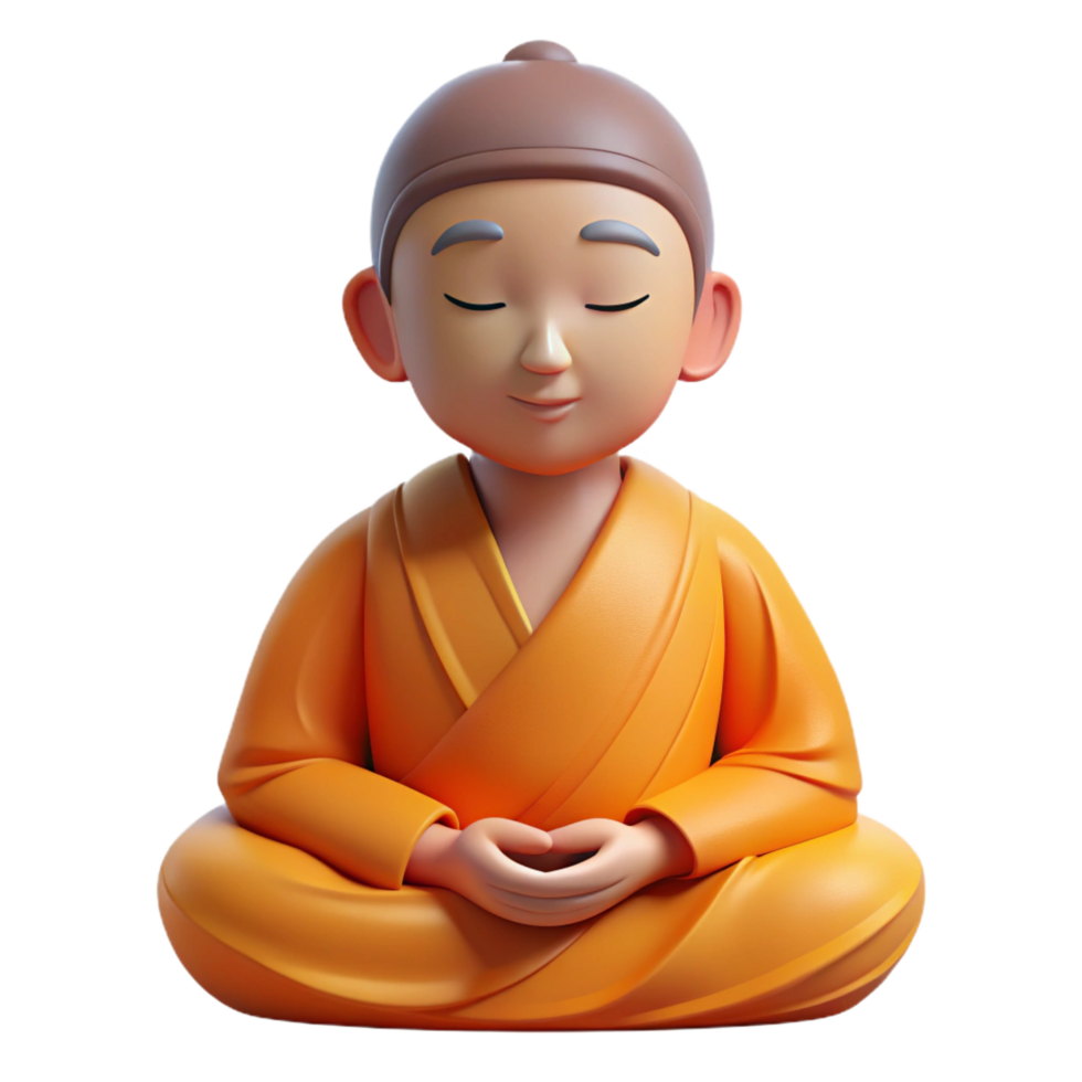 signature victorian Portrait of a serene monk in meditation, soft, even lighting, Buddhist art style professional png