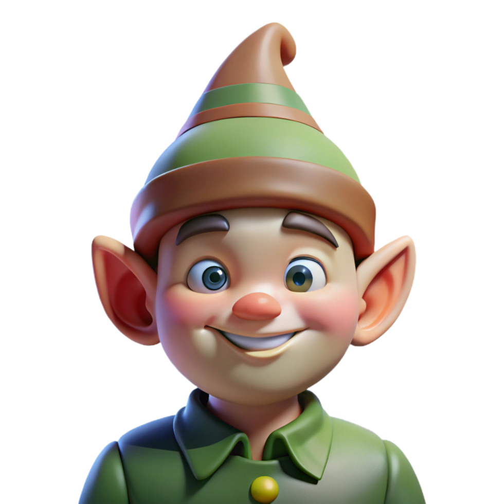 beautiful signature Portrait of a mischievous gnome with a pointed hat and a mischievous grin, lit by dappled forest light, illustrated in a whimsical cartoon style png