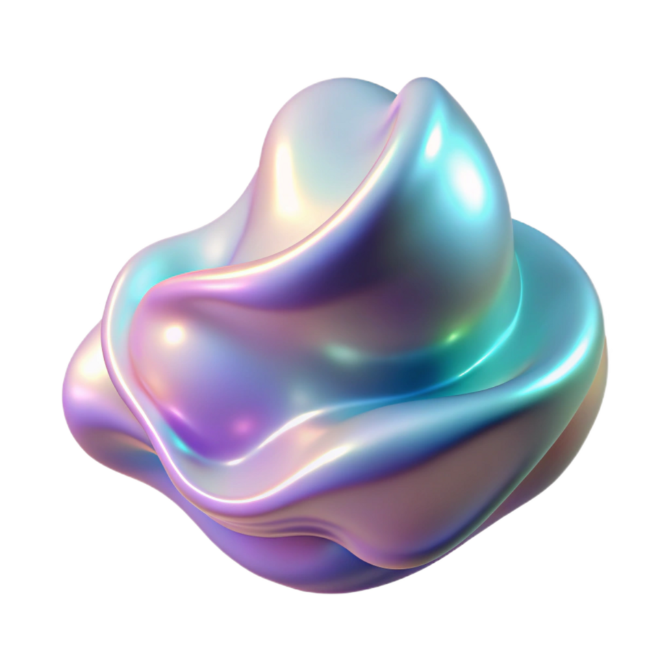 memorable modern A fluid, amorphous shape, shifting and morphing, with a pearlescent sheen, in a surreal, dreamlike style, under a soft, diffused light detailed png