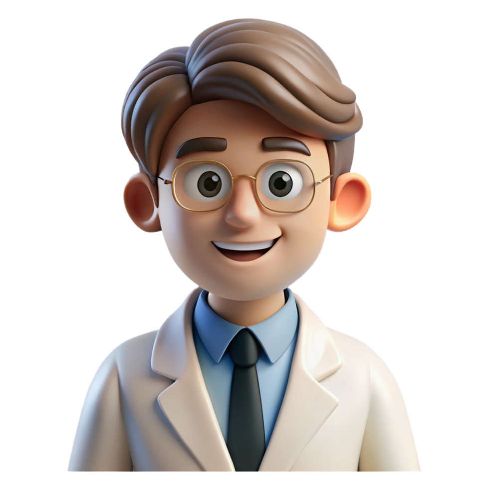 wonderful iconic Portrait of a curious scientist with lab coat, laboratory lighting, scientific illustration style png