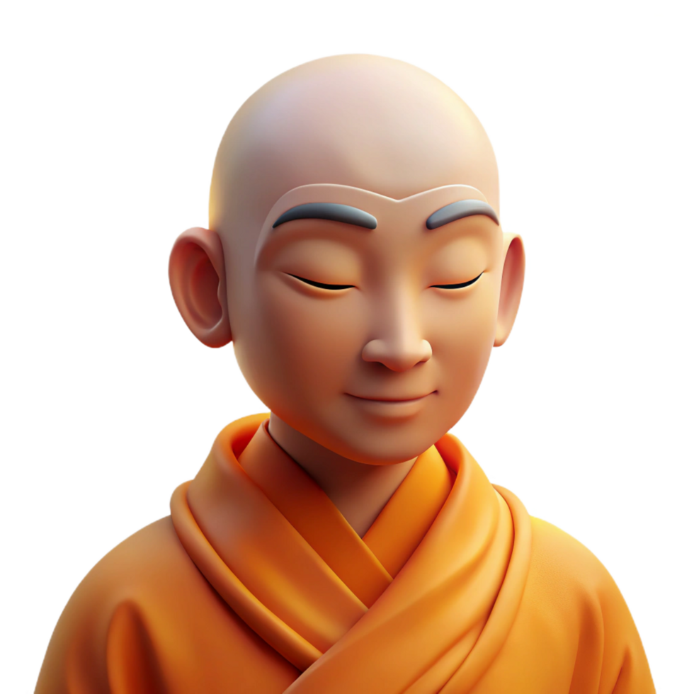 exceptional baroque Portrait of a serene monk in flowing orange robes, their eyes closed in meditation, lit by the soft glow of candlelight fine detail png