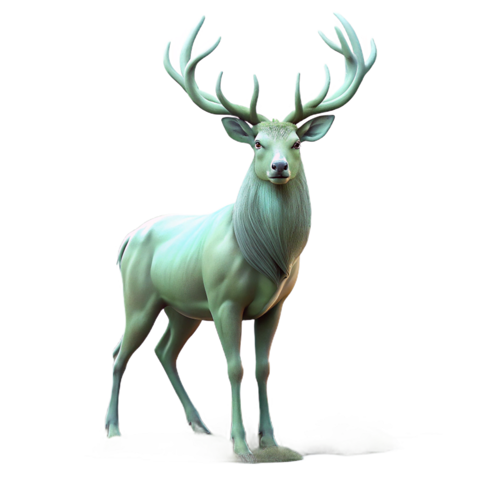 tranquil wonderful A majestic stag with large antlers standing in a misty forest, ethereal and dreamlike atmosphere, Art Nouveau style luxury png