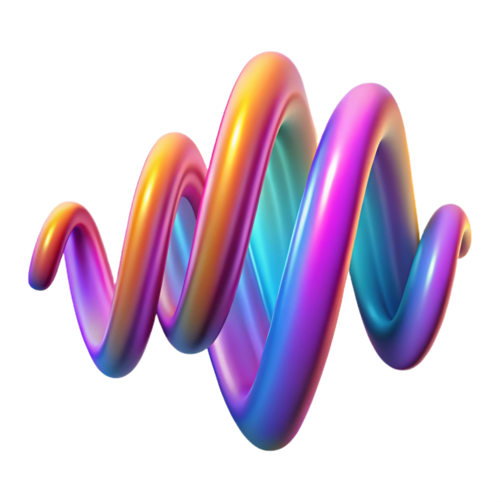 distinctive coastal An abstract representation of sound waves, visualized as colorful ribbons and curves, illuminated by a dynamic, pulsating light. Synthwave style, vibrant fine detail png