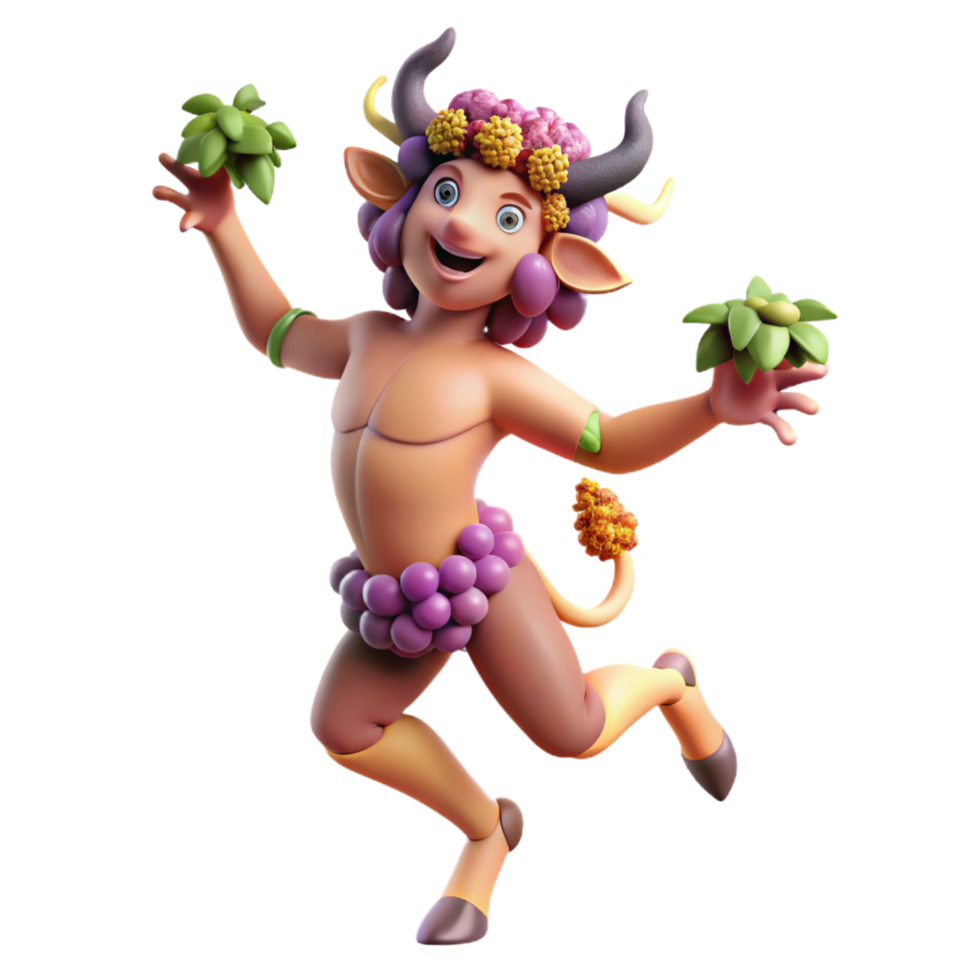 mysterious picturesque A satyr dancing in a bacchanal, grape vines entwined, Baroque style, warm, festive lighting, professional png