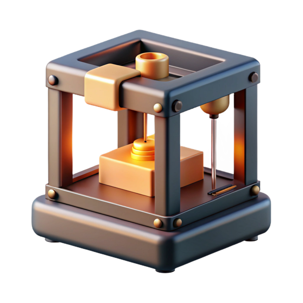 bold vibrant A 3D printer creating a complex object, intricate layers of material, bright, industrial lighting, realistic style masterfully captured png