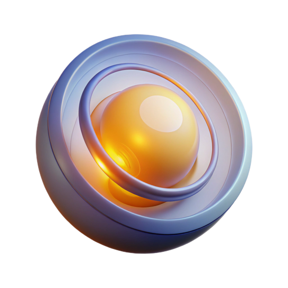 romantic magnificent A single, luminous orb radiating concentric circles of energy, in a minimalist, abstract style high quality png