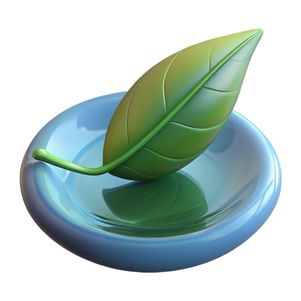exquisite surreal A single leaf floating on water, serene and peaceful, minimalist style ultra HD png