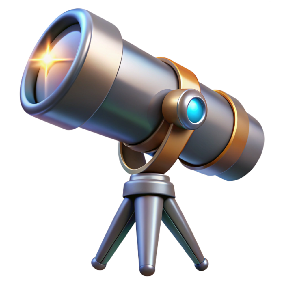 exquisite bold gothic A futuristic telescope, sleek, metallic design, pointed towards the stars, dark night sky genuine png