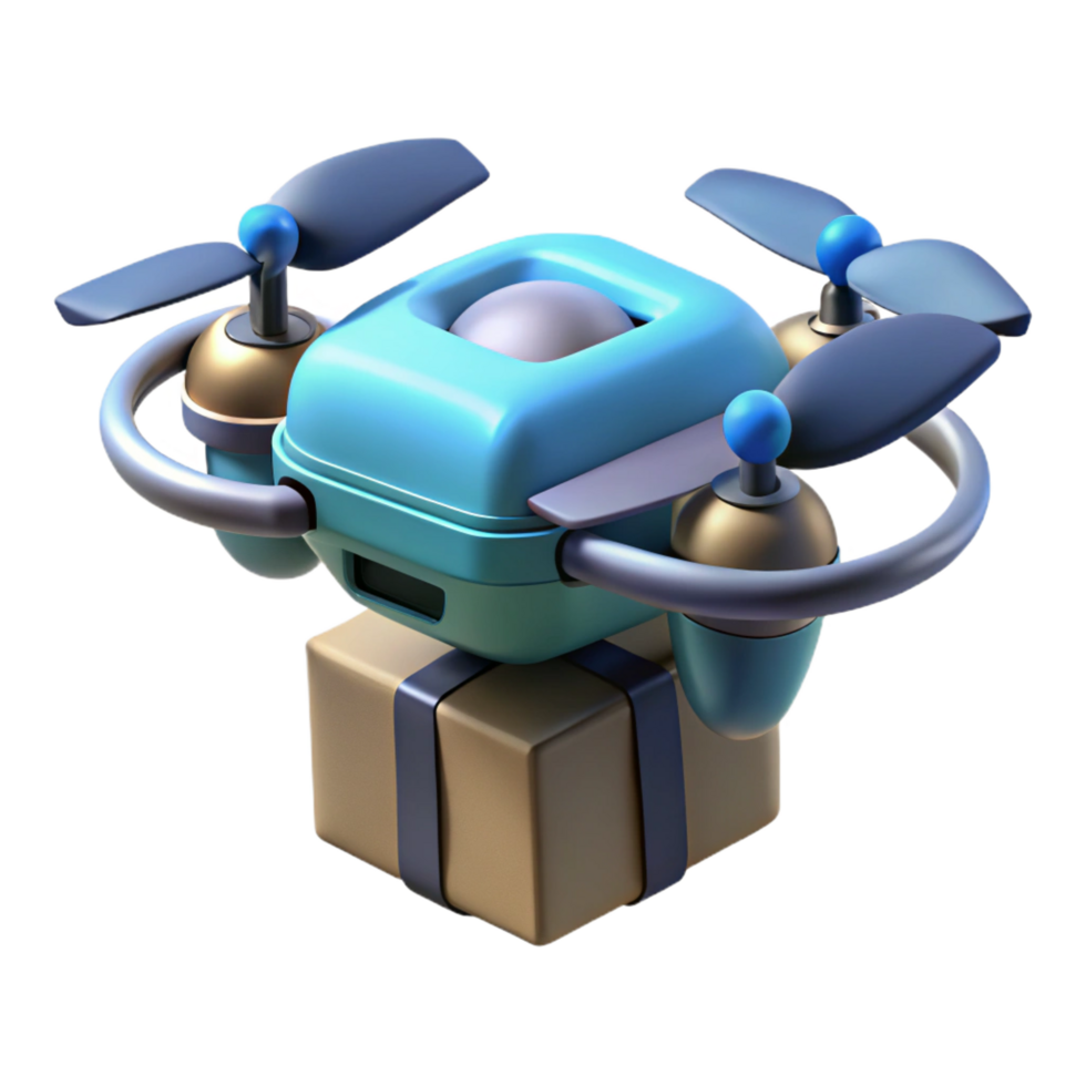 celebrated baroque A futuristic drone delivering a package, sleek design, city backdrop, realistic style, daytime lighting crisp png