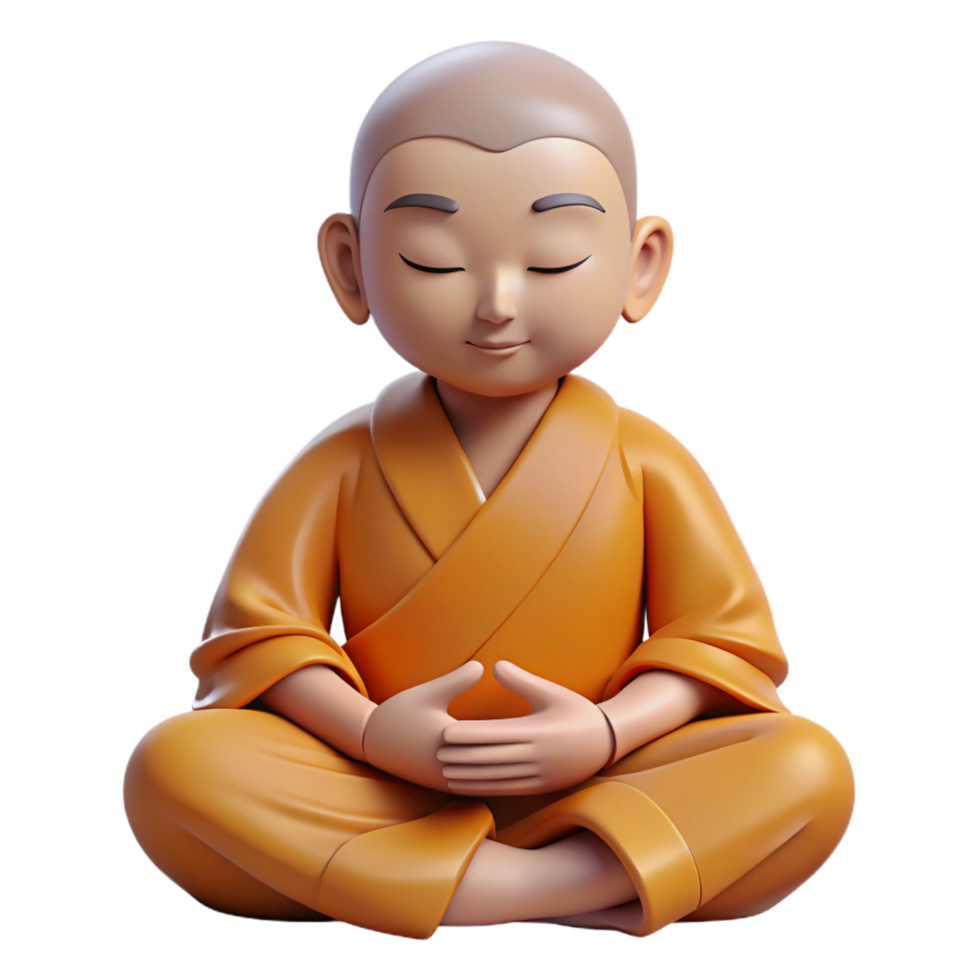 bold immaculate Portrait of a serene monk meditating in a peaceful garden. Soft, zen lighting. Spiritual art style 4K png
