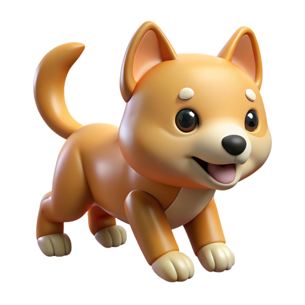 striking peaceful art deco A playful puppy chasing its tail, bright, studio lighting, depicted in a cute, chibi style expertly shot png