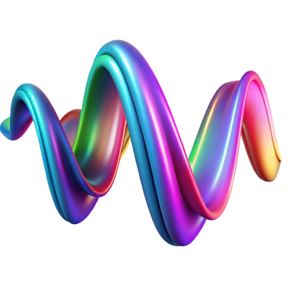 passionate exquisite An abstract representation of sound waves, visualized as colorful ribbons and curves, illuminated by a dynamic, pulsating light. Synthwave style, vibrant 8K png