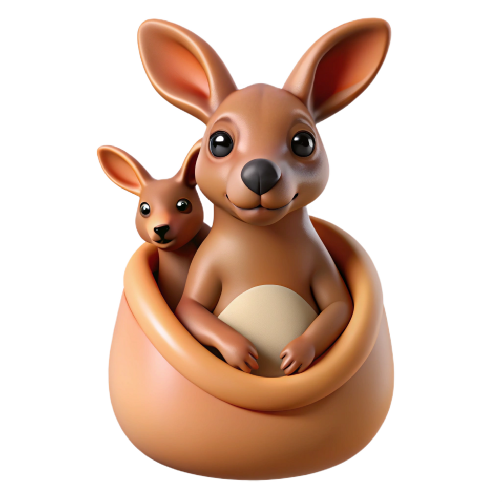 majestic exemplary A curious kangaroo with its joey peeking out of the pouch, Australian outback setting, realistic rendering png