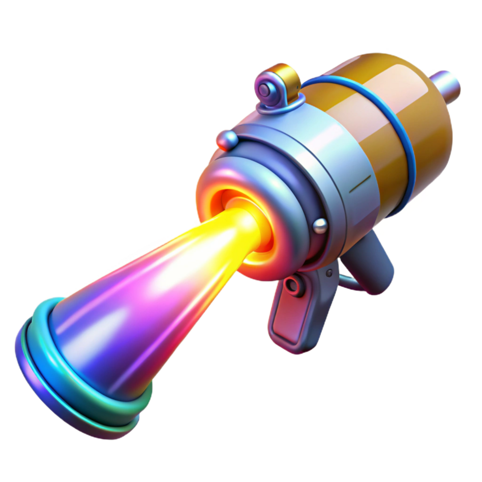 sumptuous iconic A futuristic weapon firing a beam of energy, bright and colorful, anime style png