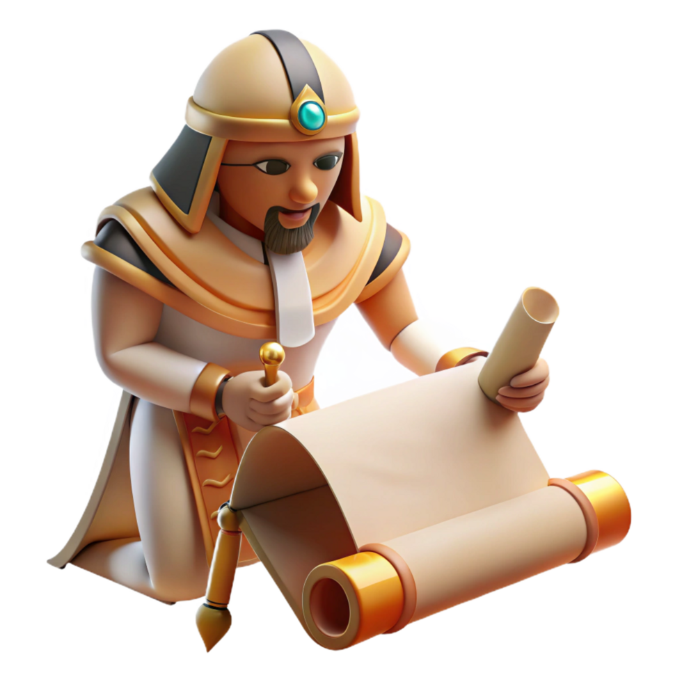 remarkable gothic A wise Thoth writing hieroglyphs, papyrus scroll, soft lighting, Egyptian art style perfect clarity png