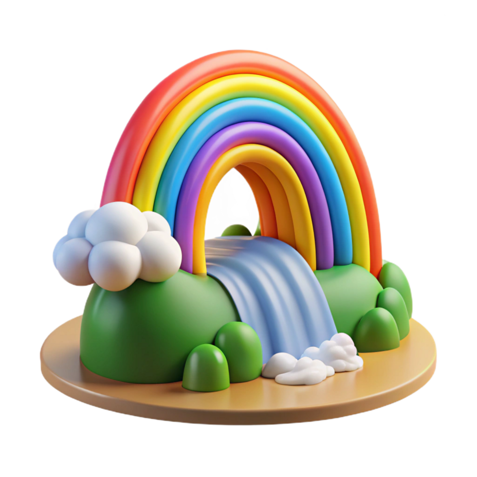 remarkable abstract A rainbow arcing over a waterfall, vibrant and colorful, magical and whimsical style 4K png