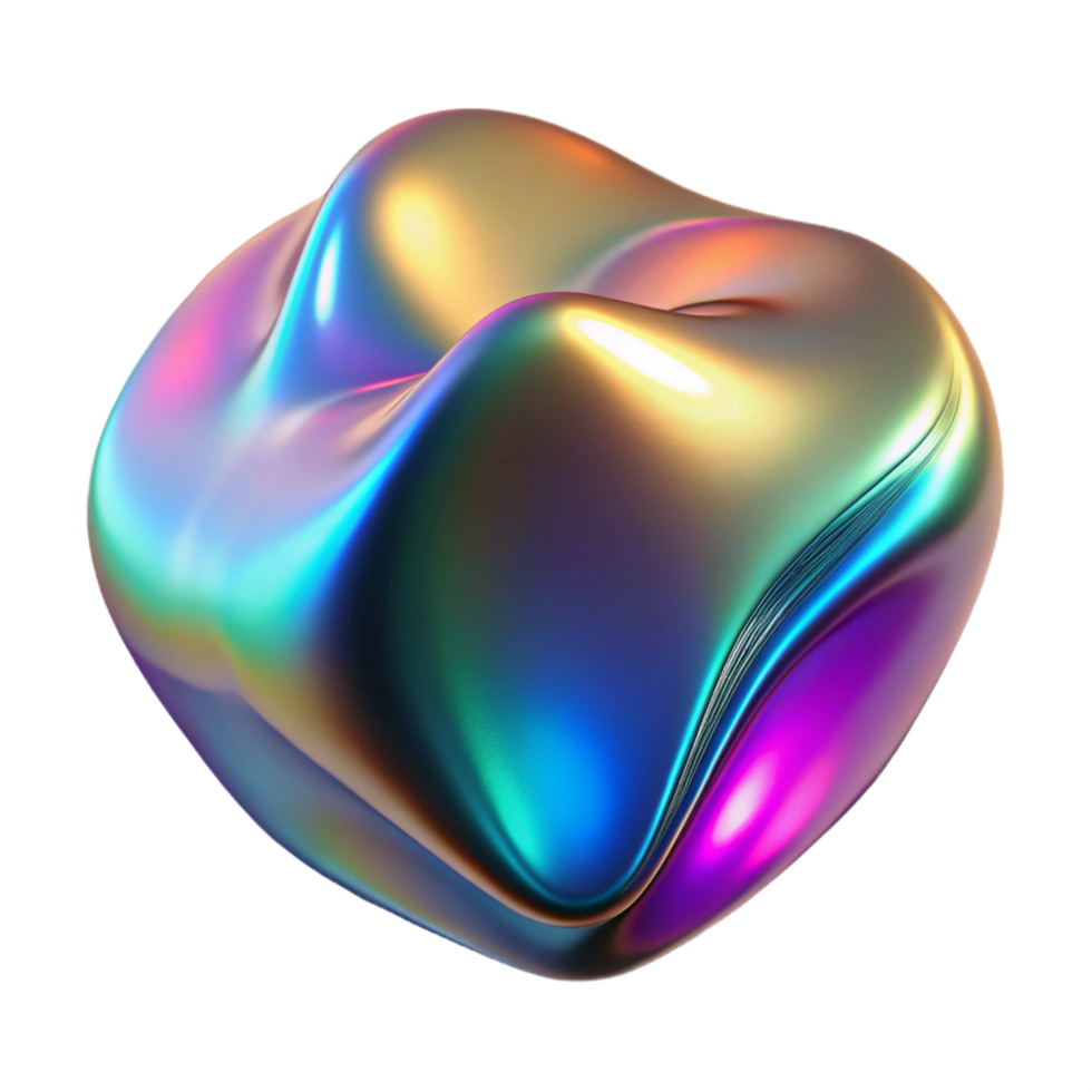 splendid signature A shimmering, holographic surface, reflecting distorted, abstract shapes, with a vibrant, multi colored light source png